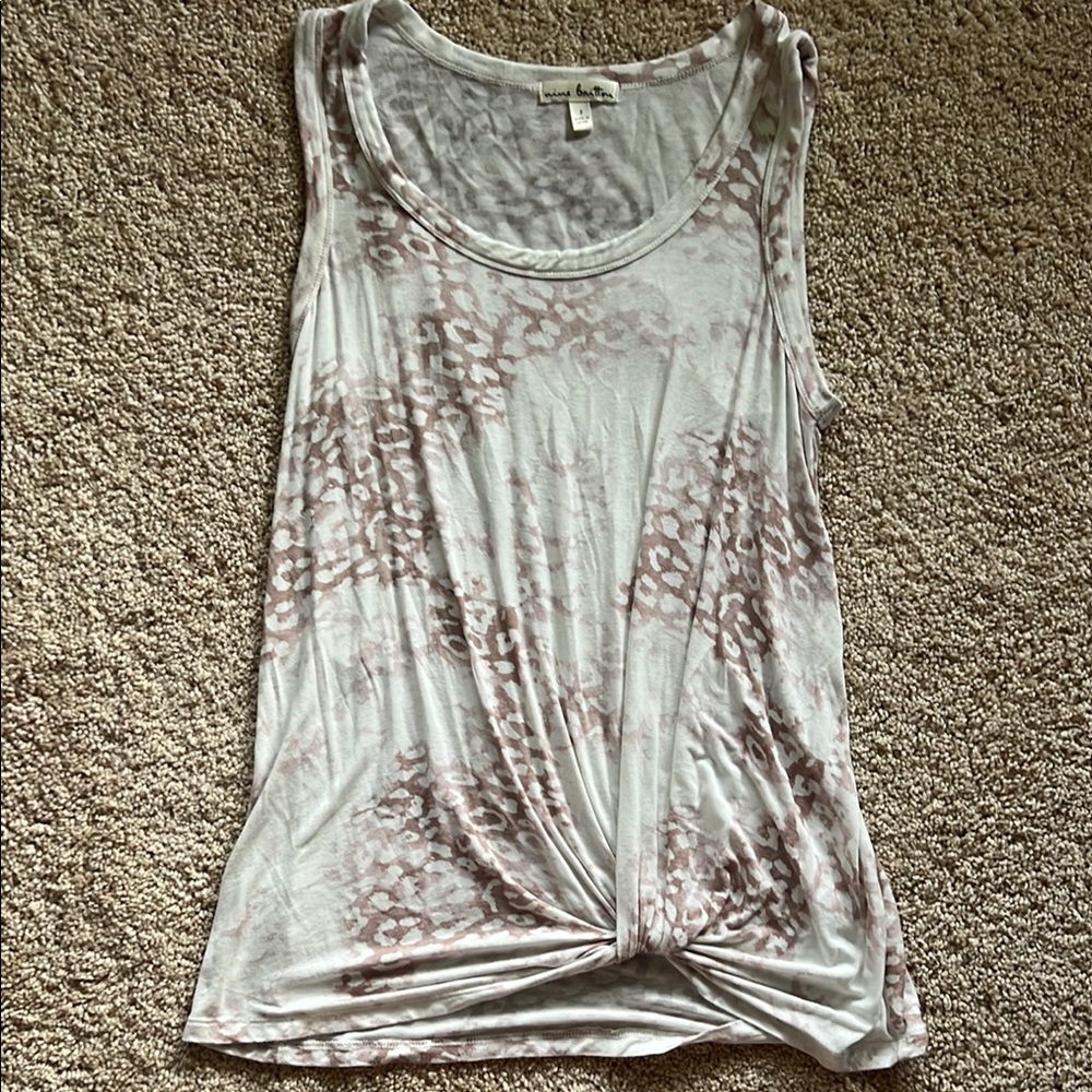 Nina Britton Pink cream and White Tie Front Sleeveless Tank Top